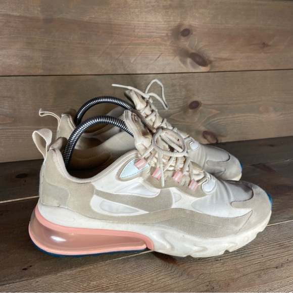 nike air max 270 react womens size 8 shoes beige athletic running sneakers - Picture 2 of 8